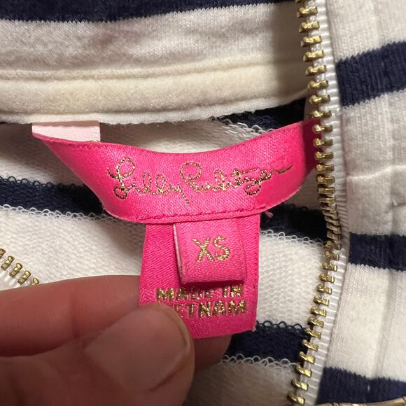 Lily Pulitzer Shirt Womens XS Bennett Zip Up Nautical Striped Sweatshirt - Picture 4 of 7